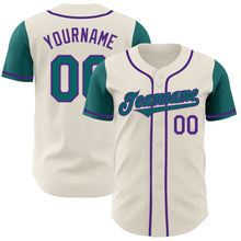 Load image into Gallery viewer, Custom Cream Teal-Purple Authentic Two Tone Baseball Jersey