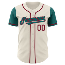 Load image into Gallery viewer, Custom Cream Teal-Crimson Authentic Two Tone Baseball Jersey