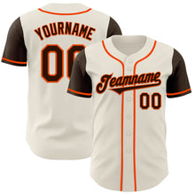 Load image into Gallery viewer, Custom Cream Brown-Orange Authentic Two Tone Baseball Jersey
