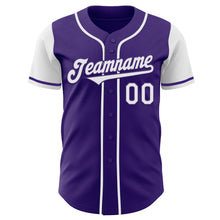 Load image into Gallery viewer, Custom Purple White Authentic Two Tone Baseball Jersey