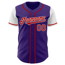Load image into Gallery viewer, Custom Purple Red-White Authentic Two Tone Baseball Jersey