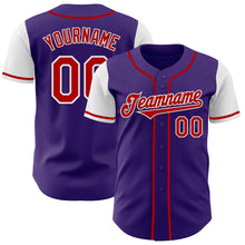 Load image into Gallery viewer, Custom Purple Red-White Authentic Two Tone Baseball Jersey