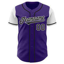 Load image into Gallery viewer, Custom Purple Black-White Authentic Two Tone Baseball Jersey