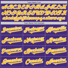 Load image into Gallery viewer, Custom Purple Gold-White Authentic Two Tone Baseball Jersey