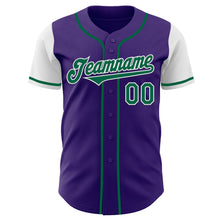 Load image into Gallery viewer, Custom Purple Kelly Green-White Authentic Two Tone Baseball Jersey