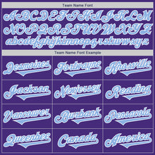 Load image into Gallery viewer, Custom Purple Light Blue-White Authentic Two Tone Baseball Jersey