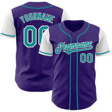 Load image into Gallery viewer, Custom Purple Teal-White Authentic Two Tone Baseball Jersey
