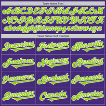 Load image into Gallery viewer, Custom Purple Neon Green-White Authentic Two Tone Baseball Jersey