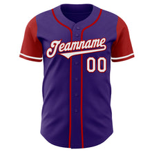 Load image into Gallery viewer, Custom Purple White-Red Authentic Two Tone Baseball Jersey