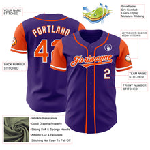 Load image into Gallery viewer, Custom Purple Orange-White Authentic Two Tone Baseball Jersey