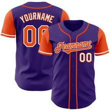 Load image into Gallery viewer, Custom Purple Orange-White Authentic Two Tone Baseball Jersey