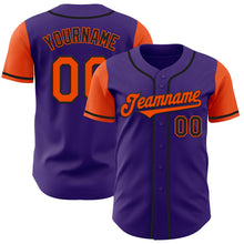 Load image into Gallery viewer, Custom Purple Orange-Black Authentic Two Tone Baseball Jersey