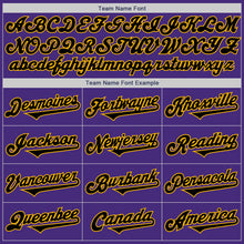 Load image into Gallery viewer, Custom Purple Black-Gold Authentic Two Tone Baseball Jersey