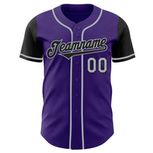 Load image into Gallery viewer, Custom Purple Black-Gray Authentic Two Tone Baseball Jersey