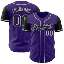 Load image into Gallery viewer, Custom Purple Black-Gray Authentic Two Tone Baseball Jersey