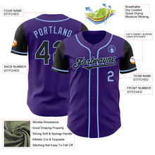 Load image into Gallery viewer, Custom Purple Black-Light Blue Authentic Two Tone Baseball Jersey