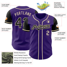 Load image into Gallery viewer, Custom Purple Black-Cream Authentic Two Tone Baseball Jersey