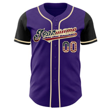Load image into Gallery viewer, Custom Purple Vintage USA Flag Black-Cream Authentic Two Tone Baseball Jersey