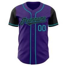 Load image into Gallery viewer, Custom Purple Black-Teal Authentic Two Tone Baseball Jersey