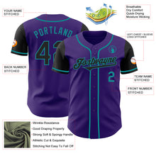 Load image into Gallery viewer, Custom Purple Black-Teal Authentic Two Tone Baseball Jersey