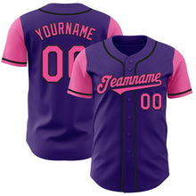 Load image into Gallery viewer, Custom Purple Pink-Black Authentic Two Tone Baseball Jersey