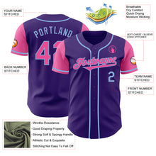 Load image into Gallery viewer, Custom Purple Pink-Light Blue Authentic Two Tone Baseball Jersey