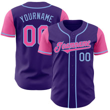 Load image into Gallery viewer, Custom Purple Pink-Light Blue Authentic Two Tone Baseball Jersey