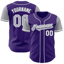 Load image into Gallery viewer, Custom Purple Gray-White Authentic Two Tone Baseball Jersey