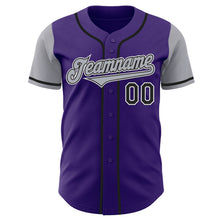 Load image into Gallery viewer, Custom Purple Gray-Black Authentic Two Tone Baseball Jersey