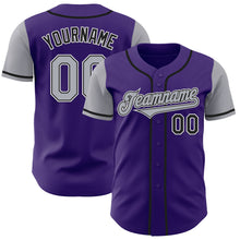 Load image into Gallery viewer, Custom Purple Gray-Black Authentic Two Tone Baseball Jersey
