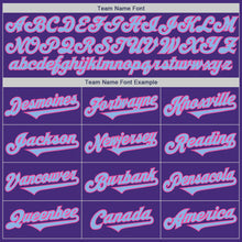 Load image into Gallery viewer, Custom Purple Light Blue-Pink Authentic Two Tone Baseball Jersey