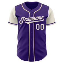 Load image into Gallery viewer, Custom Purple Cream Authentic Two Tone Baseball Jersey