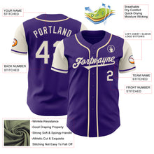 Load image into Gallery viewer, Custom Purple Cream Authentic Two Tone Baseball Jersey