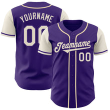 Load image into Gallery viewer, Custom Purple Cream Authentic Two Tone Baseball Jersey