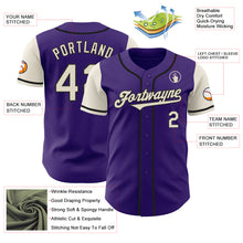 Load image into Gallery viewer, Custom Purple Cream-Black Authentic Two Tone Baseball Jersey