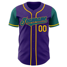 Load image into Gallery viewer, Custom Purple Teal-Yellow Authentic Two Tone Baseball Jersey