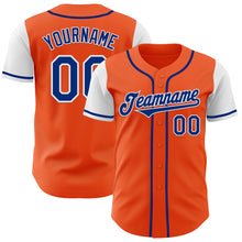 Load image into Gallery viewer, Custom Orange Royal-White Authentic Two Tone Baseball Jersey