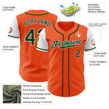 Load image into Gallery viewer, Custom Orange Green-White Authentic Two Tone Baseball Jersey