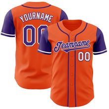 Load image into Gallery viewer, Custom Orange Purple-White Authentic Two Tone Baseball Jersey