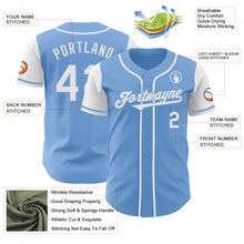 Load image into Gallery viewer, Custom Light Blue White Authentic Two Tone Baseball Jersey