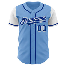 Load image into Gallery viewer, Custom Light Blue Royal-White Authentic Two Tone Baseball Jersey