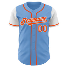 Load image into Gallery viewer, Custom Light Blue Orange-White Authentic Two Tone Baseball Jersey