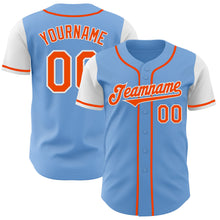 Load image into Gallery viewer, Custom Light Blue Orange-White Authentic Two Tone Baseball Jersey