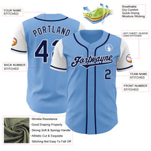 Load image into Gallery viewer, Custom Light Blue Navy-White Authentic Two Tone Baseball Jersey