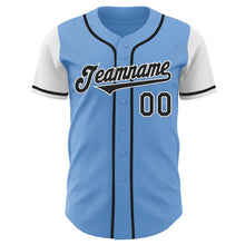 Load image into Gallery viewer, Custom Light Blue Black-White Authentic Two Tone Baseball Jersey