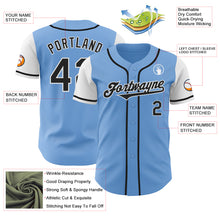 Load image into Gallery viewer, Custom Light Blue Black-White Authentic Two Tone Baseball Jersey