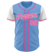 Load image into Gallery viewer, Custom Light Blue Pink-White Authentic Two Tone Baseball Jersey