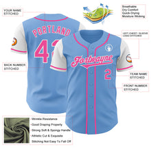 Load image into Gallery viewer, Custom Light Blue Pink-White Authentic Two Tone Baseball Jersey