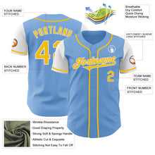 Load image into Gallery viewer, Custom Light Blue Yellow-White Authentic Two Tone Baseball Jersey