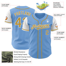 Load image into Gallery viewer, Custom Light Blue Old Gold-White Authentic Two Tone Baseball Jersey